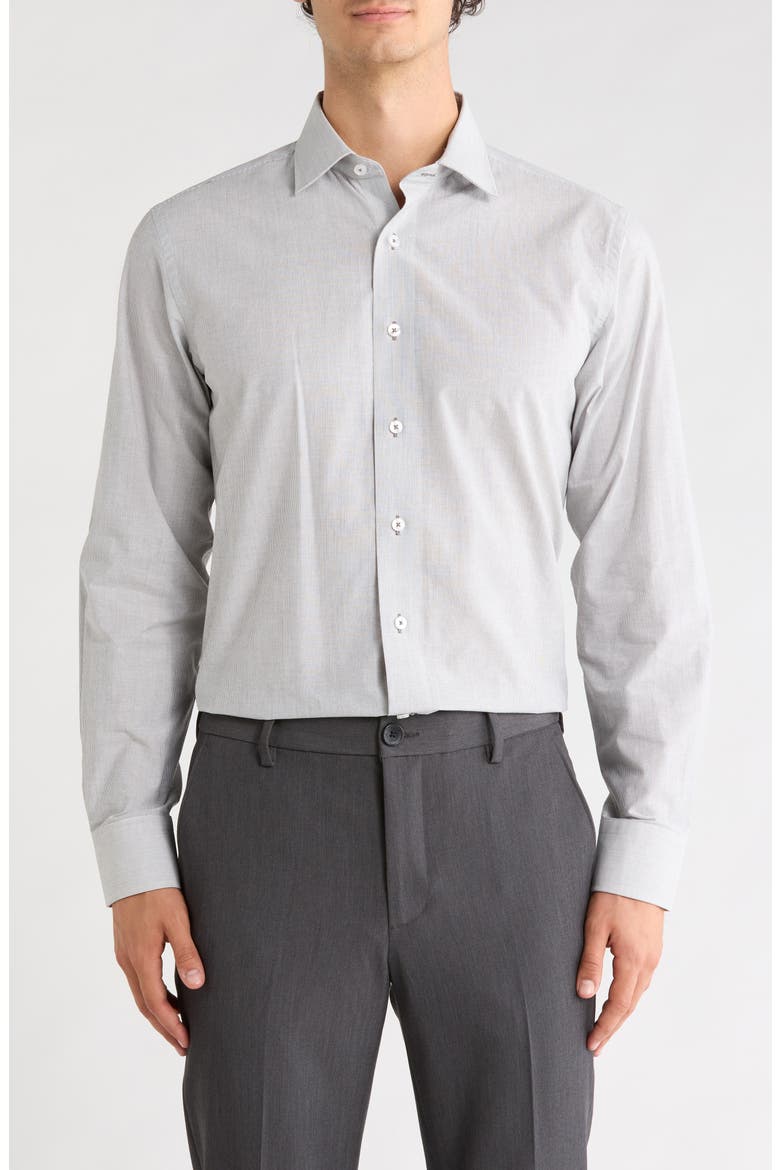Trim Fit Stripe Dress Shirt, Main, color, CLOUDY GREY