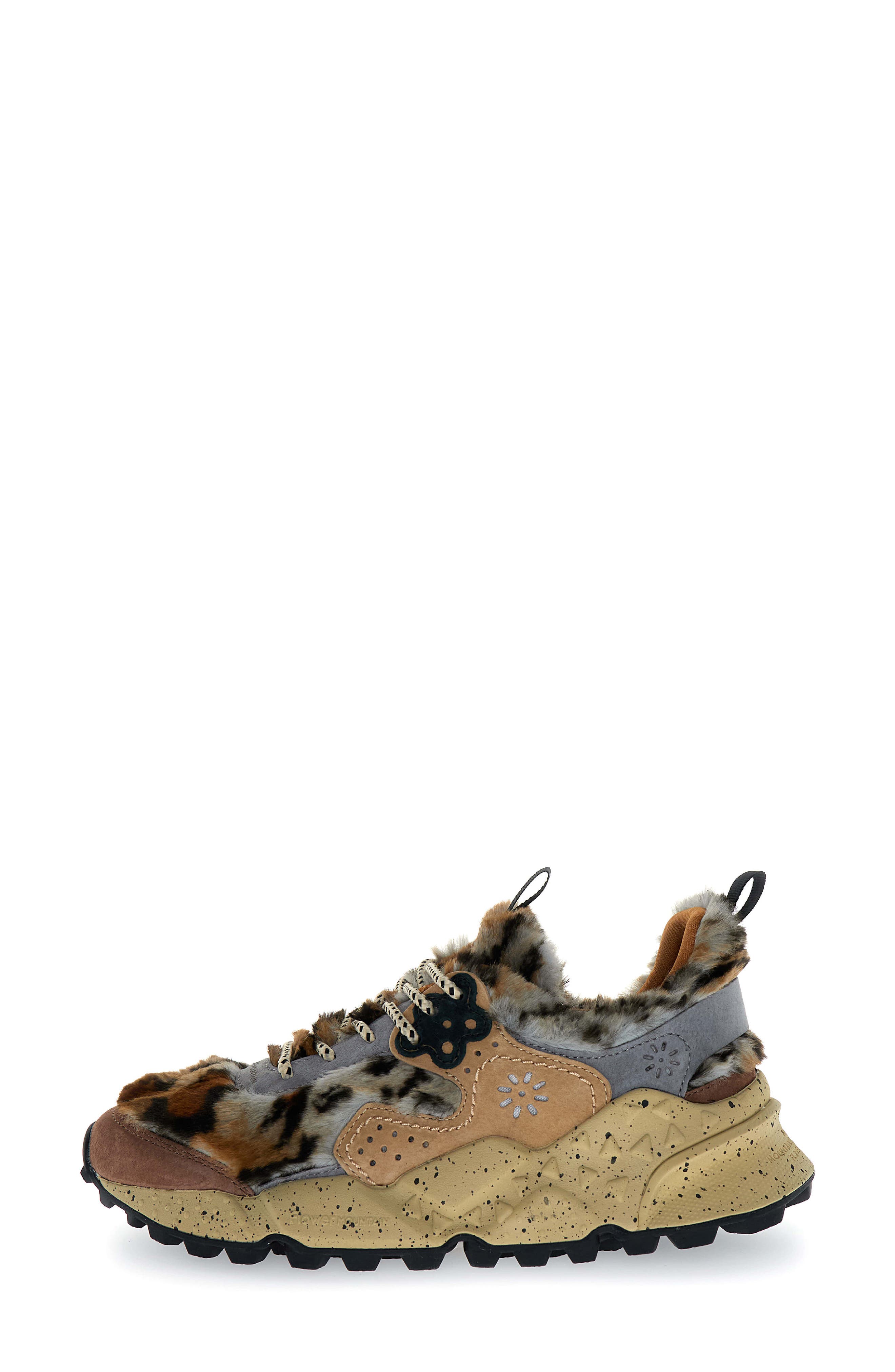 Flower MOUNTAIN Kotetsu Faux Shearling Sneaker, Alternate, color, Anthracite