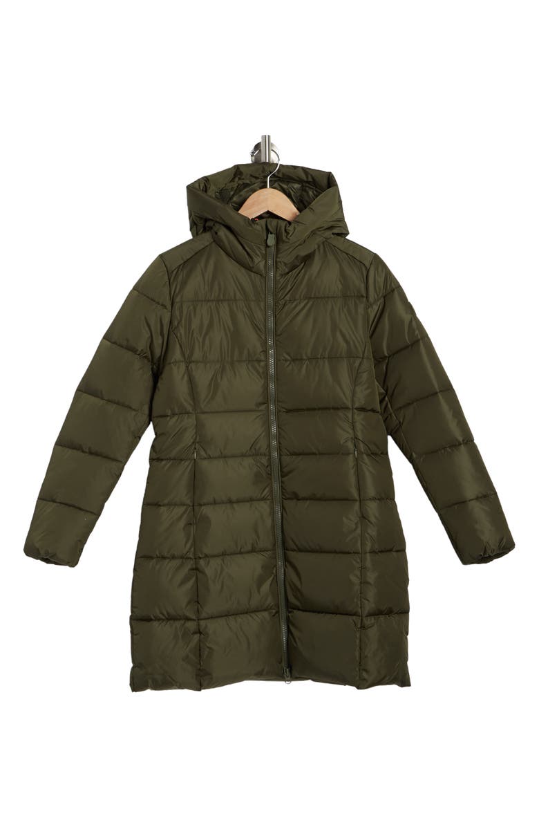 Save The Duck Taylor Shiny Hooded Water Resistant Long Puffer Jacket, Alternate, color, 