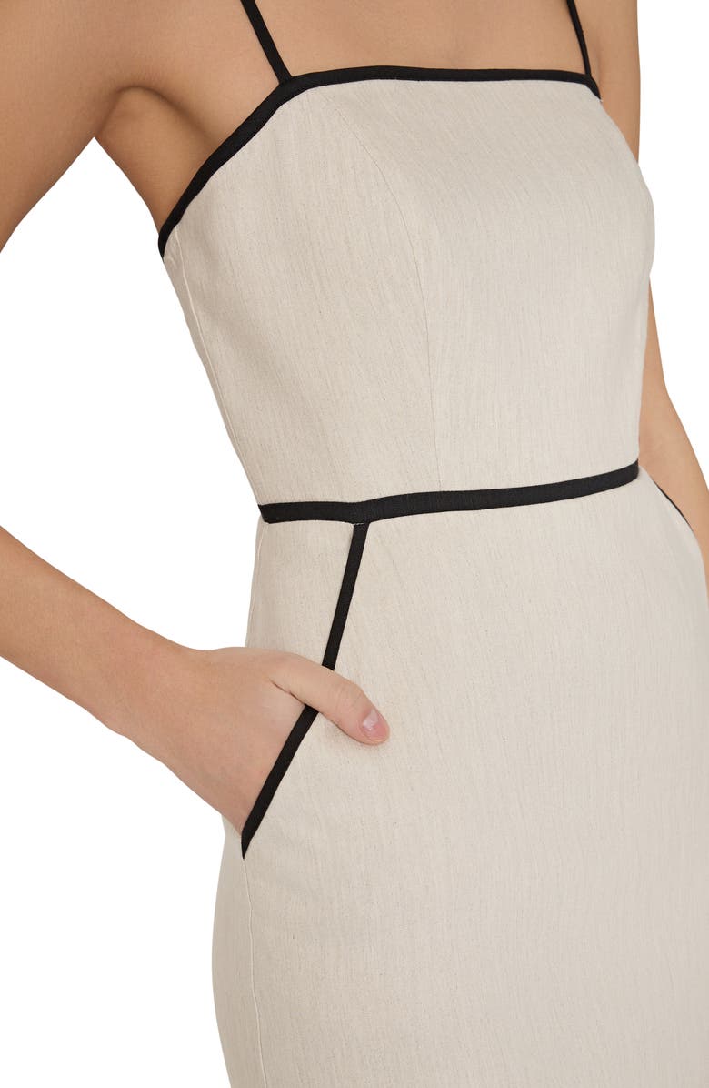 Milly Amara Contrast Sleeveless Linen Blend Dress, Alternate, color, 
