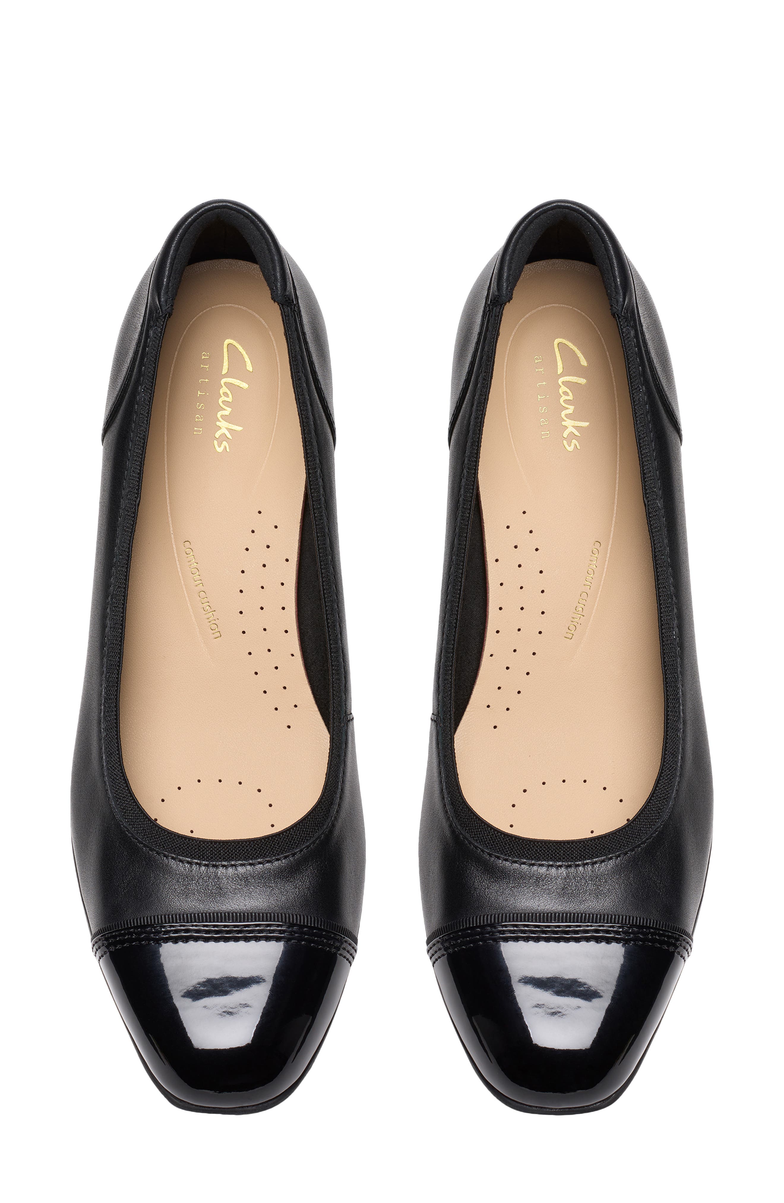 Clarks<sup>®</sup> Krystine May Cap Toe Pump, Alternate, color, Black Leather