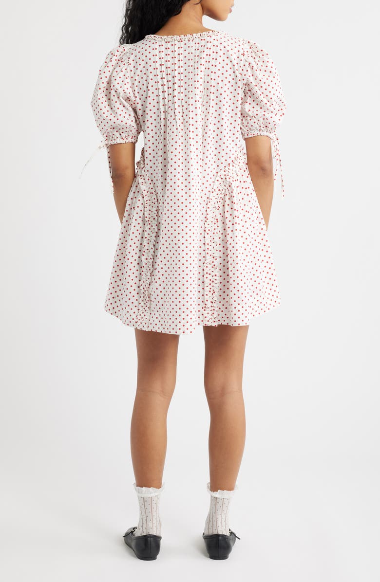 Damson Madder Meri Pleated Puff Sleeve Cotton Mini Sundress, Alternate, color, Spot
