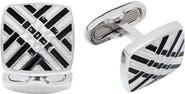 Link Up Black and White Soft Square Enamel Cufflinks
