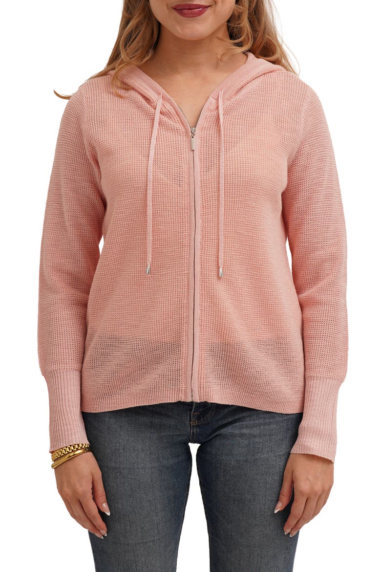 Full Zip Hoodie, Main, color, LACE PINK