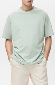 MANGO Relaxed Fit Cotton & Linen Raglan T-Shirt