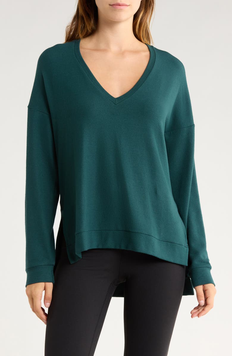 Beyond Yoga Long Weekend Knit Pullover, Main, color, Dark Spruce Green