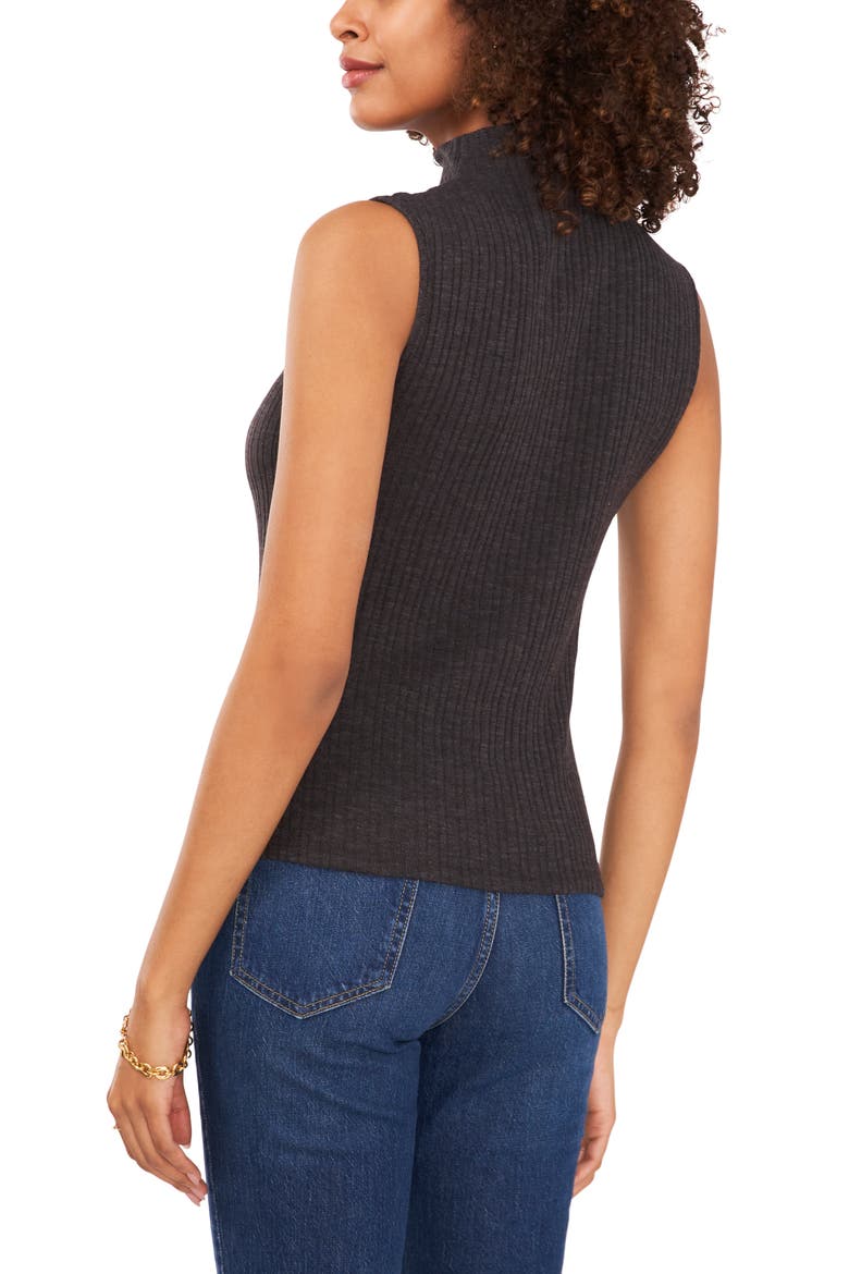 Rib Mock Neck Shell, Alternate, color, HEATHER GREY