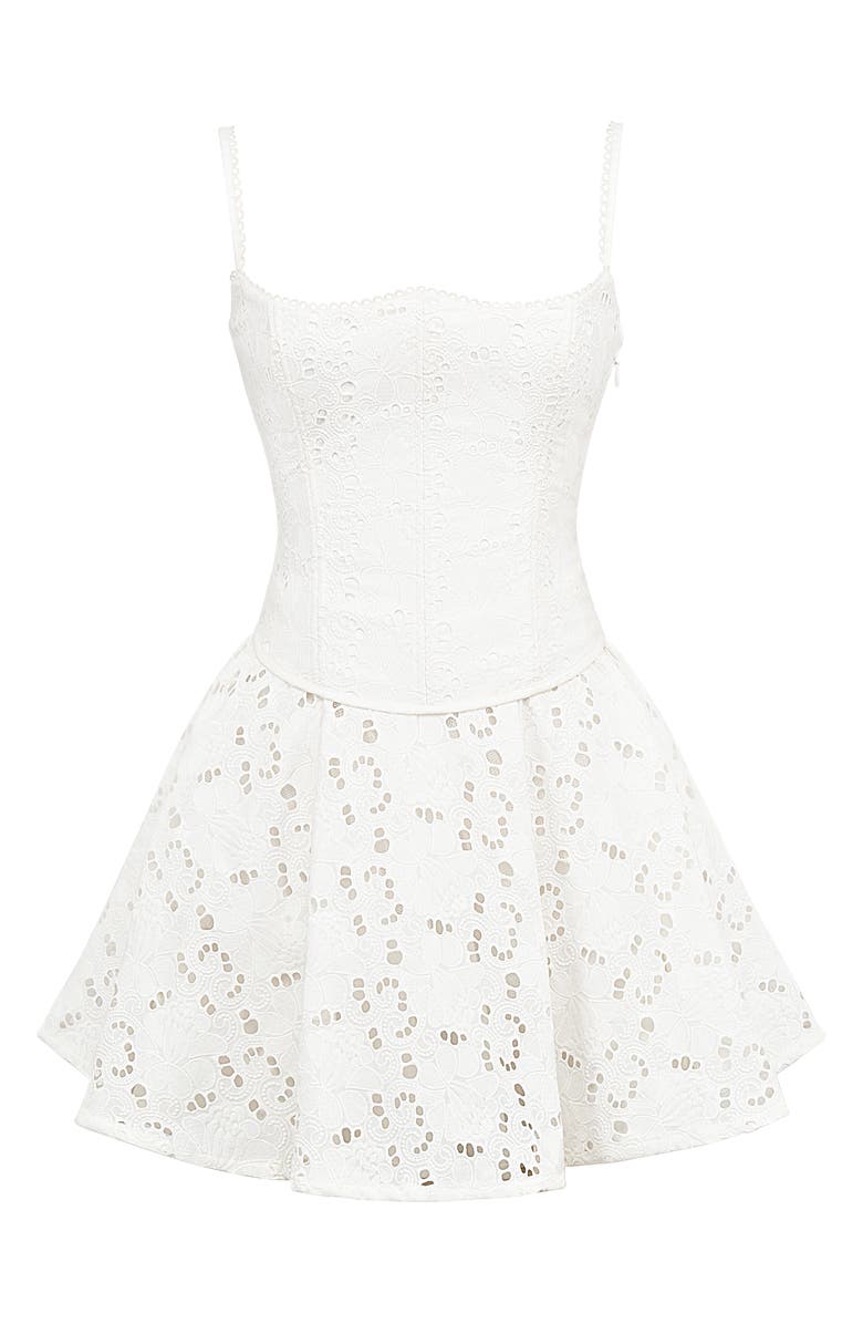 HOUSE OF CB Elara Lace Back Broderie Anglais Minidress, Alternate, color, Cloud Dancer