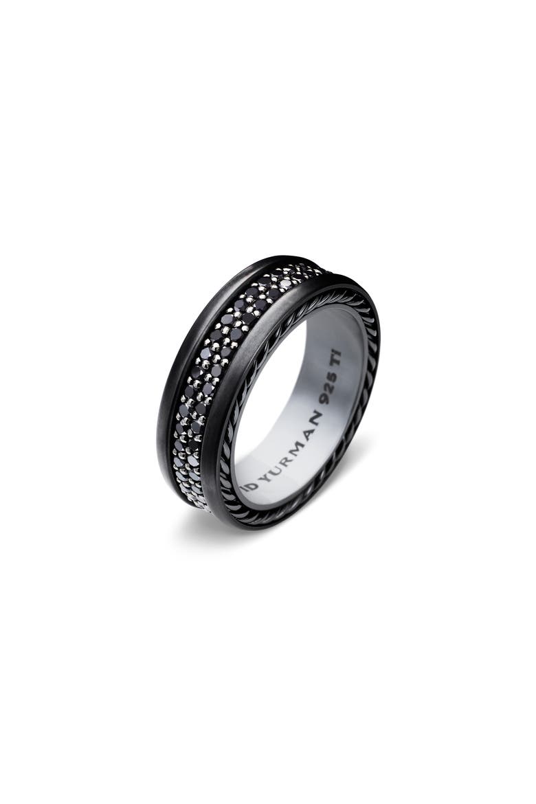 Streamline Two-Row Pavé Band Ring with Black Diamonds and Black Titanium, Alternate, color, BLACK TITANIUM/ BLACK DIAMOND