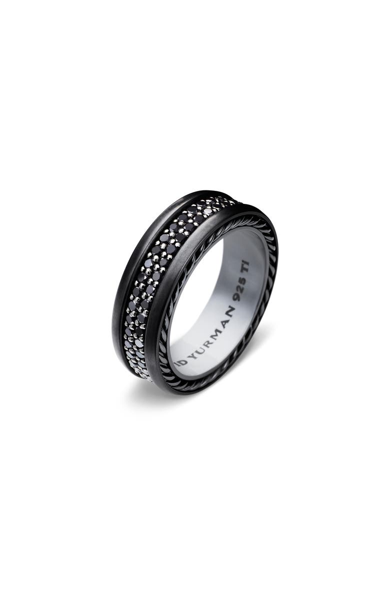 David Yurman Streamline Two-Row Pavé Band Ring with Black Diamonds and Black Titanium, Alternate, color, Black Titanium/ Black Diamond