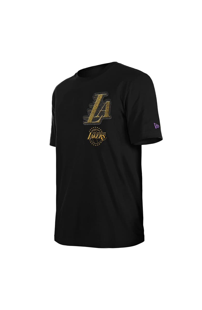 New Era Men's New Era Black Los Angeles Lakers 2024/25 City Edition Chenille Heavyweight T-Shirt, Alternate, color,