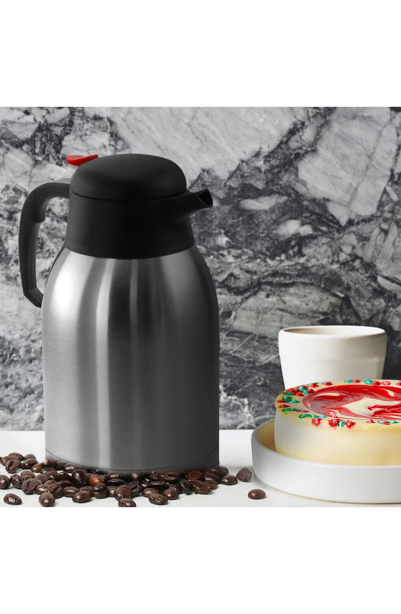 Megachef 2.11 Quart Stainless Steel Thermal Beverage Carafe for Coffee and Tea, Alternate, color, Silver