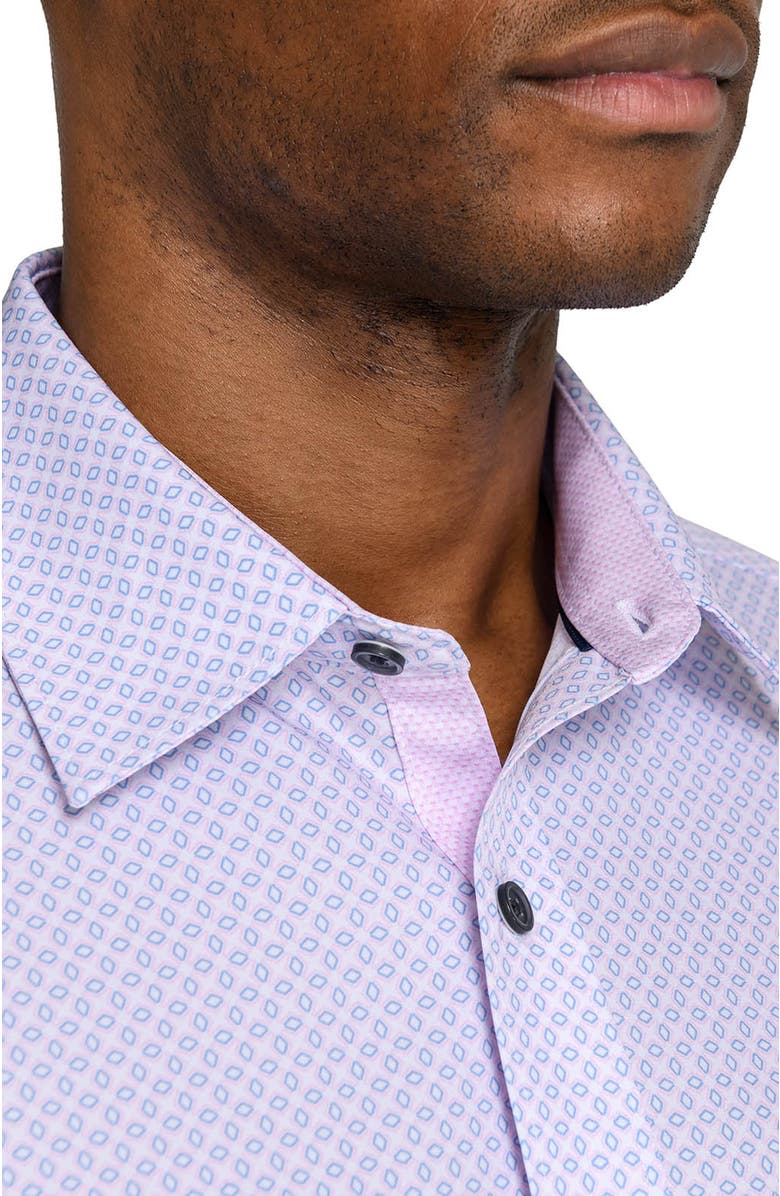 CONSTRUCT Slim Fit Diamond Geo Woven Long Sleeve Basic Shirt, Alternate, color, White/Pink