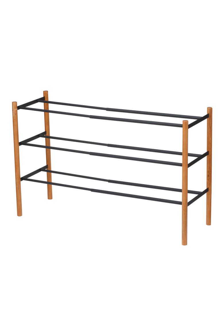 Expandable 3-Tier Shoe Rack, Alternate, color, BLACK