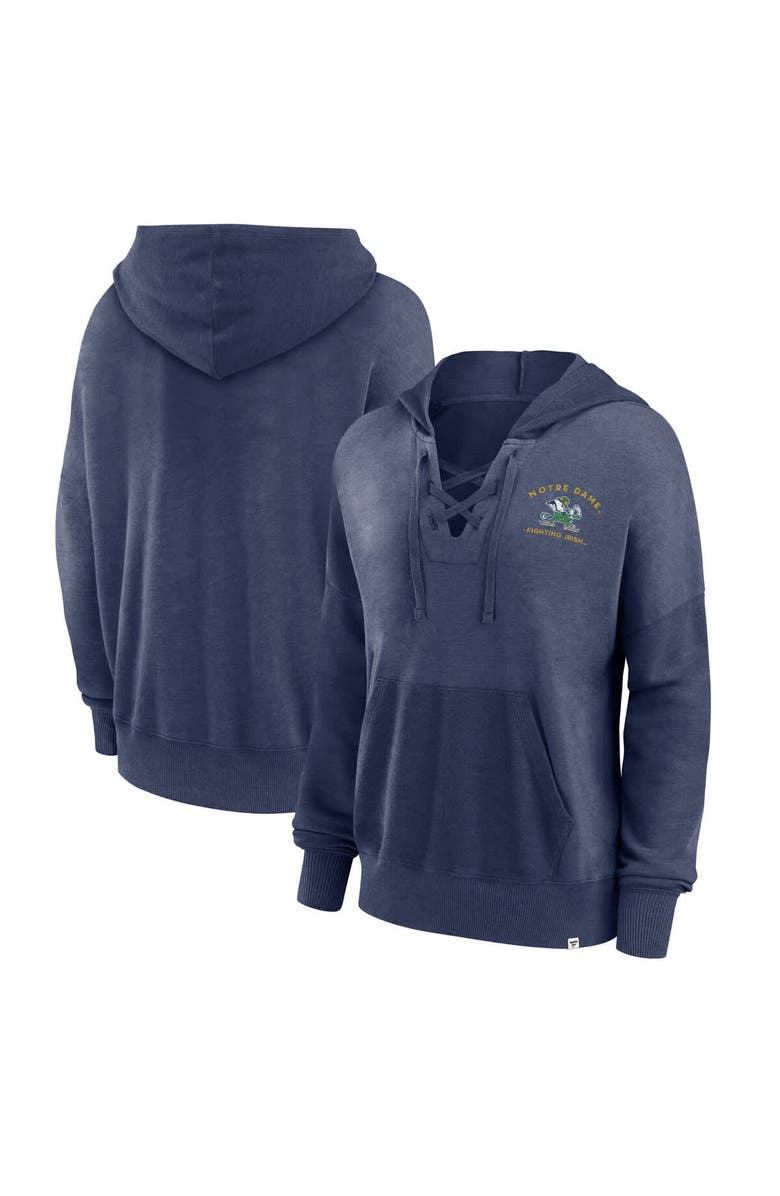 FANATICS Women's Fanatics Branded Heather Navy Notre Dame Fighting Irish Campus Lace-Up Pullover Hoodie, Alternate, color, 