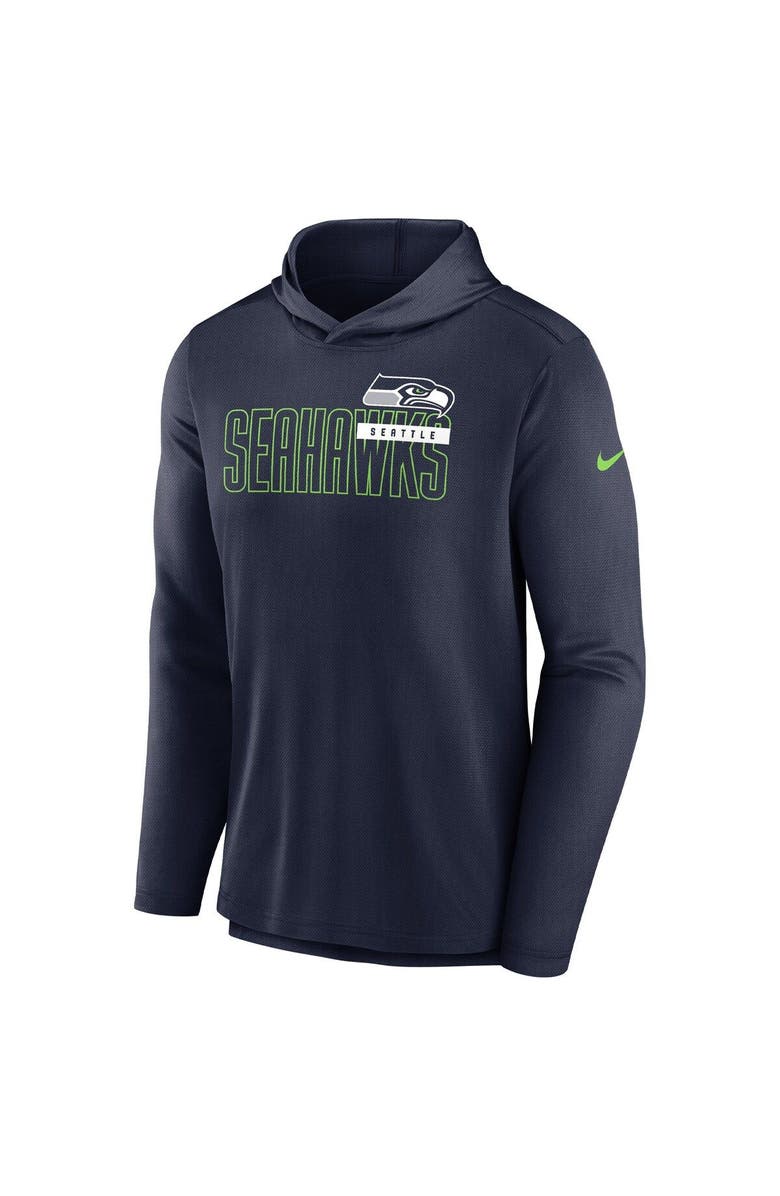 Nike Men's Nike Navy Seattle Seahawks Lightweight Performance Hooded Long Sleeve T-Shirt, Alternate, color, Navy