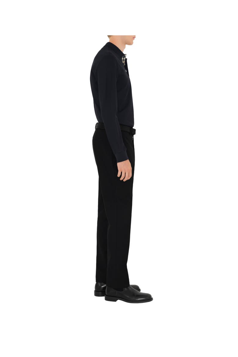 Long-sleeve Cotton Polo Shirt, Alternate, color, Coal blue