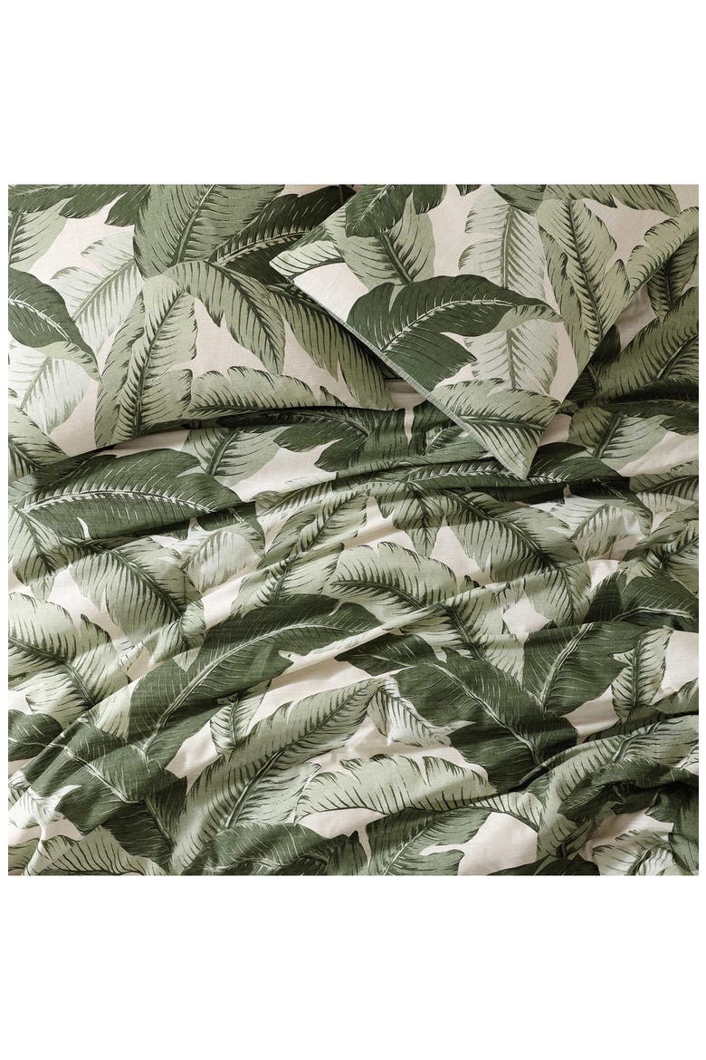 Vintage Palms Duvet Cover & Sham Set, Alternate, color, DARK GREEN