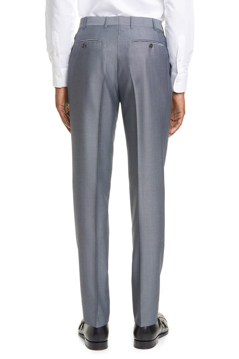 Classic Fit Flat Front Wool & Mohair Dress Pants, Alternate, color, GREY