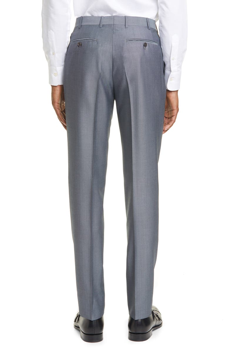 Canali Classic Fit Flat Front Wool & Mohair Dress Pants, Alternate, color, 