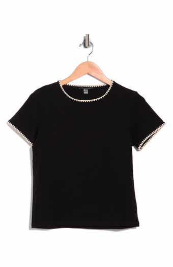 T Tahari Short Sleeve Shell Stitched T-Shirt