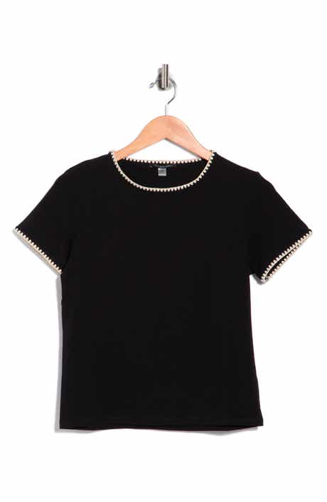 T Tahari Short Sleeve Shell Stitched T-Shirt