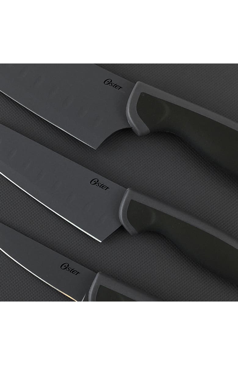 OSTER Slice Craft 4 Piece Cutlery Knife Set with Cutting Board, Alternate, color, Black
