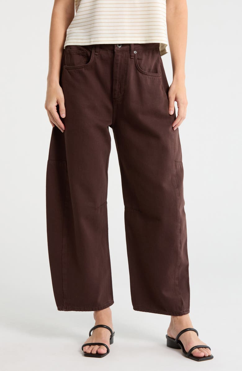 rag & bone Chase High Waist Barrel Leg Jeans, Main, color, Espresso