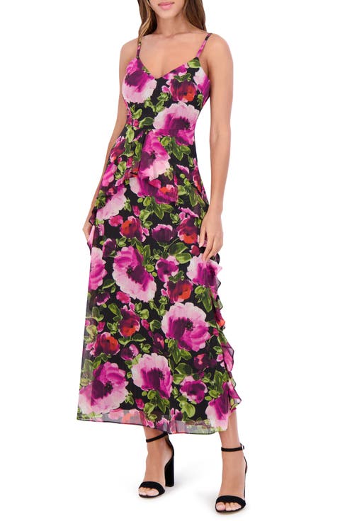 Printed Chiffon Midi Dress