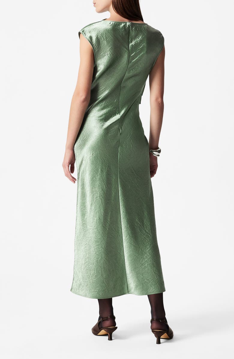 & Other Stories Cap Sleeve Satin Midi Dress, Alternate, color, Green Medium Dusty