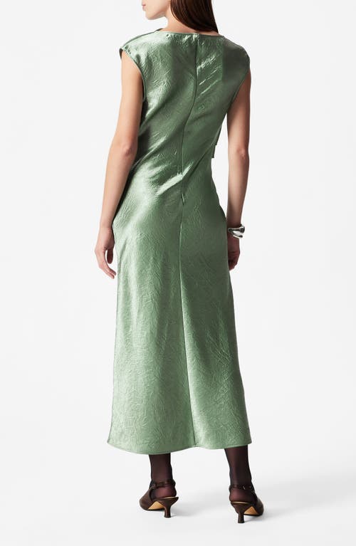 & Other Stories Cap Sleeve Satin Midi Dress In Green Medium Dusty