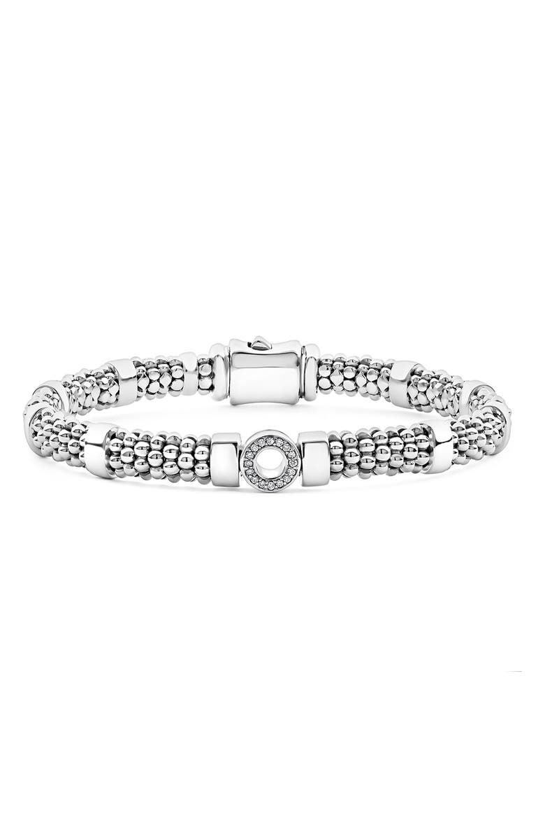 LAGOS Enso Caviar Beaded Rope Bracelet, Main, color, Silver/Diamond