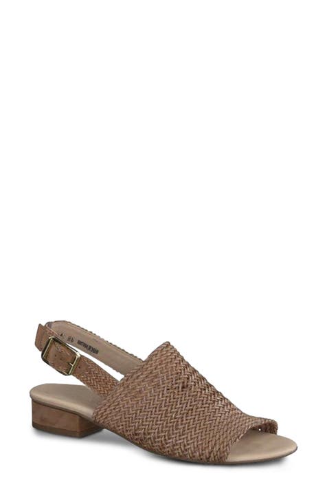 Helena Woven Leather Block Heel Sandal (Women)