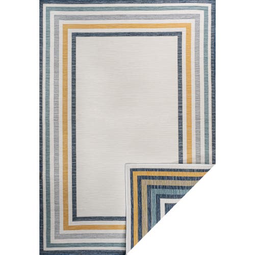 Jonathan Y Pollux Classic Coastal Mitred Stripe Reversible Machine-washable Cream/navy 4 Ft. X 6 Ft. Indoor/out In Cream/navy