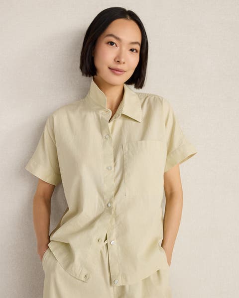 Organic Cotton Linen Button-Down Top