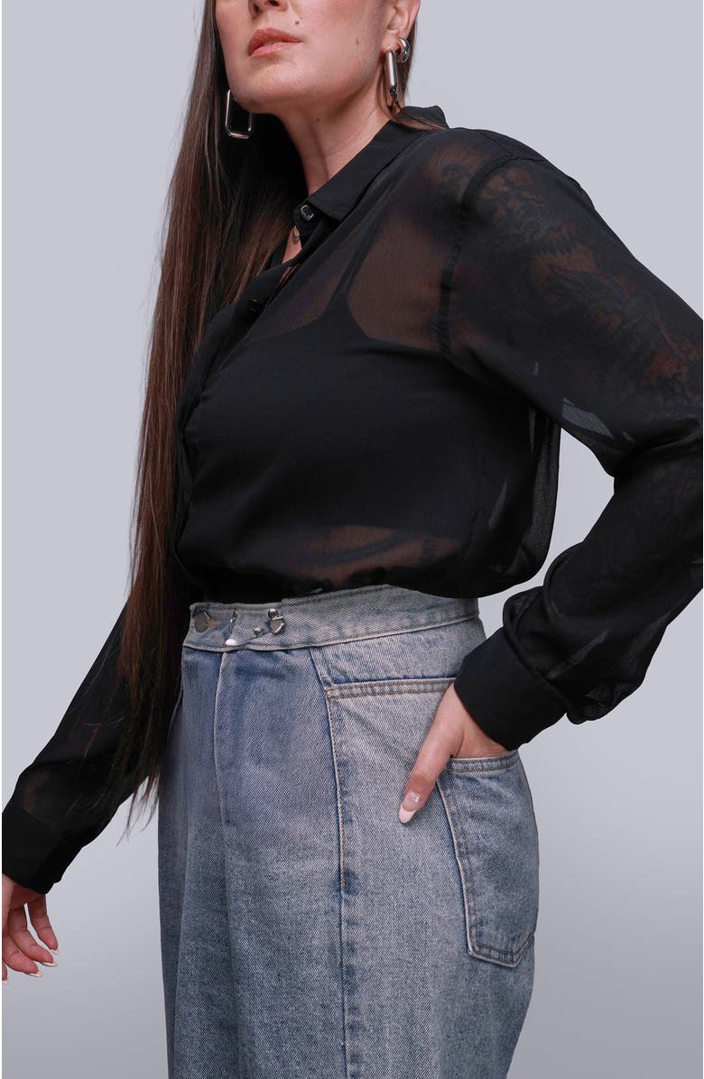 WILDFANG The Empower Long Sleeve Button Up, Alternate, color, Black