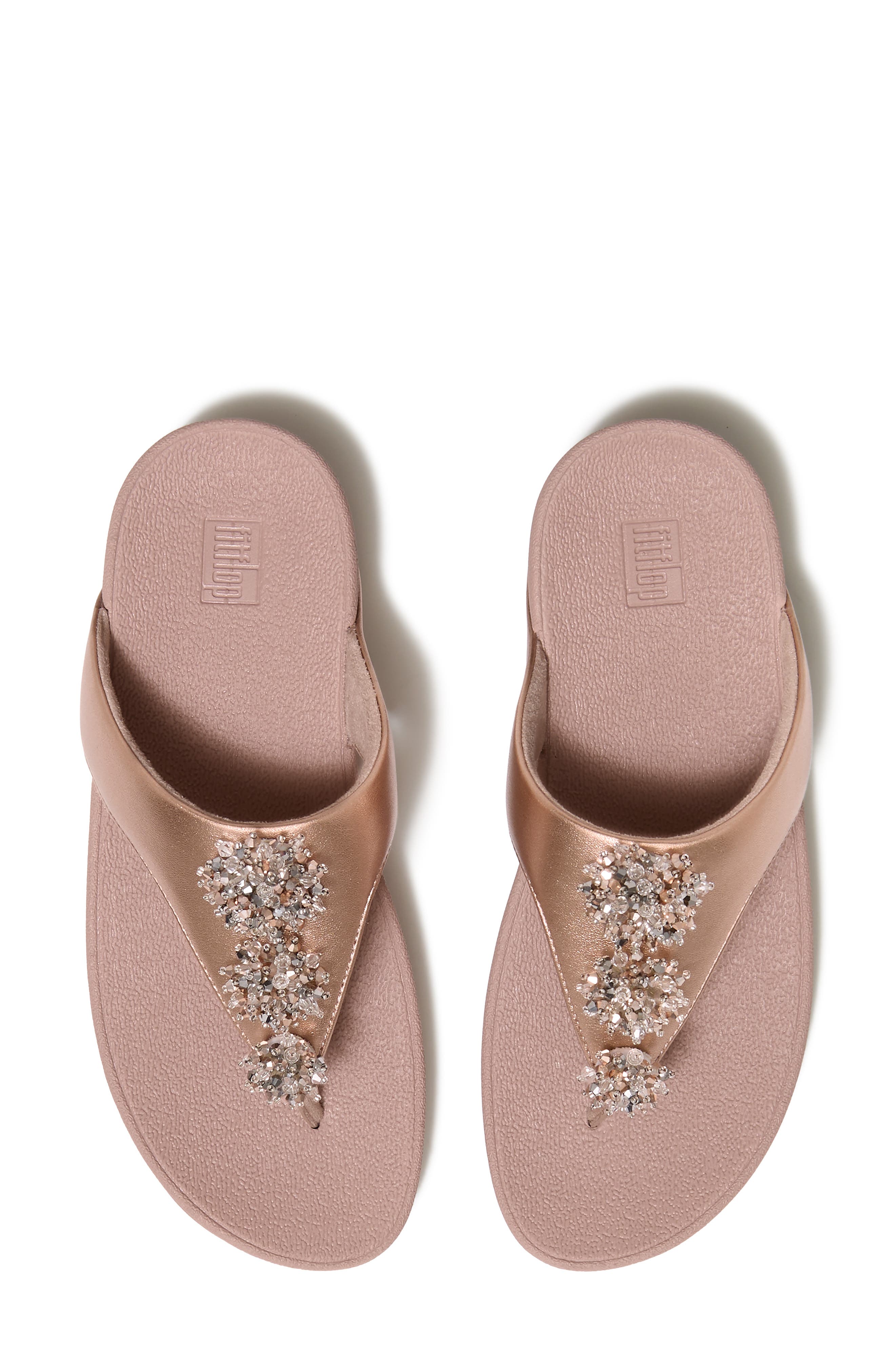 Flowrise Embellished Wedge Flip Flop, Alternate, color, ROSE GOLD