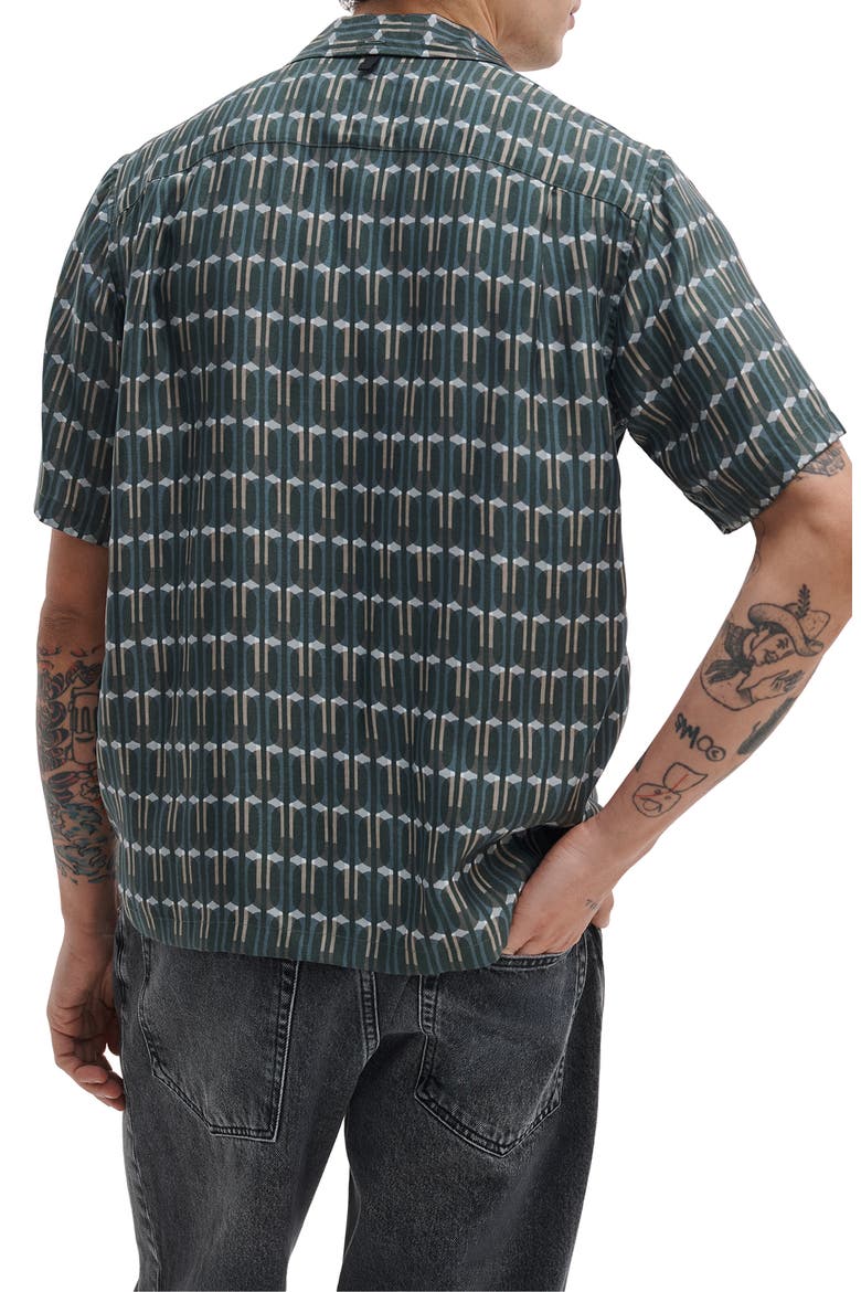 Avery Printed Button-Up Shirt, Alternate, color, INDIGO STRIPE