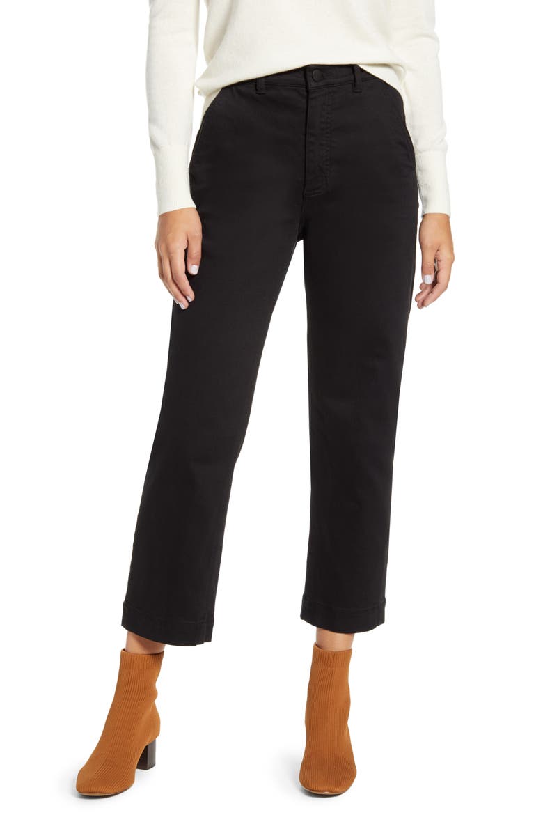 The Straight Leg Crop Pants, Alternate, color, BLACK