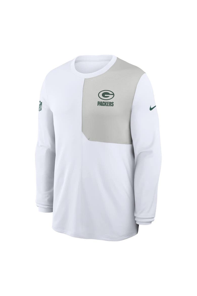 Men's Nike White Green Bay Packers Sideline Coach UV Performance Long Sleeve T-Shirt, Alternate, color, White