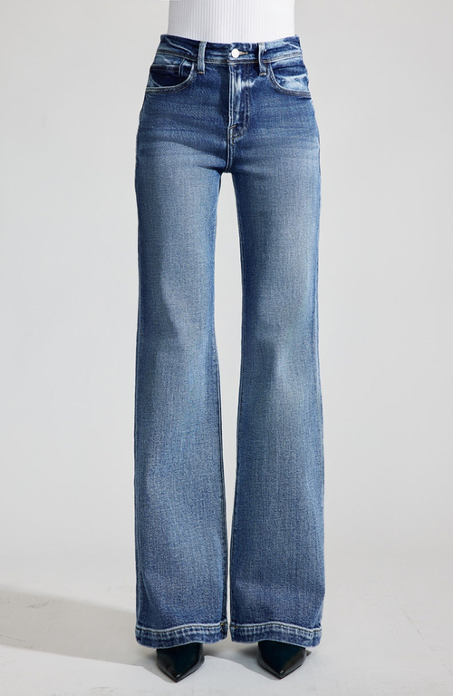 Kancan Premier Nessa Premier High Rise Wide Flare Jeans In Medium Wash