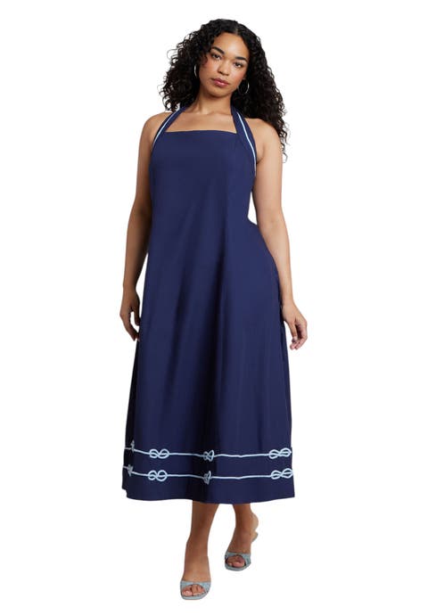 Halter Neck Poplin Midi Dress (plus)