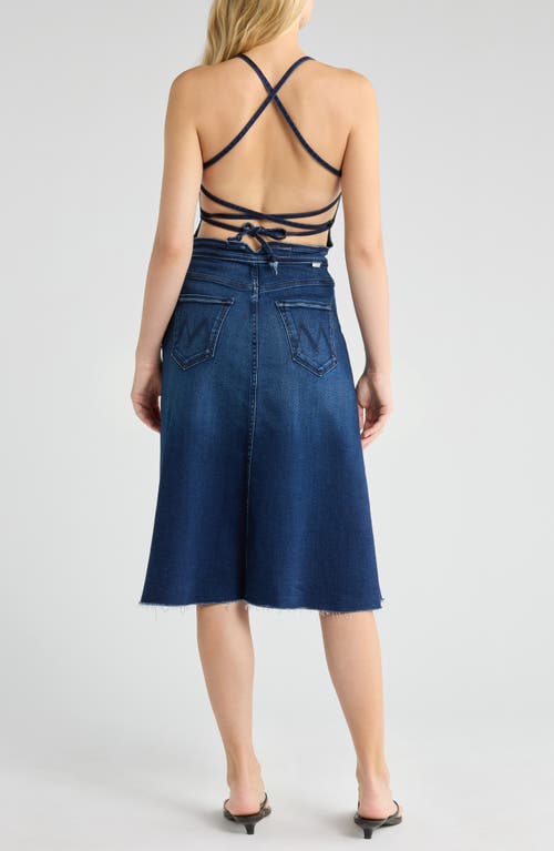 Mother The Back Raw Hem Denim Midi Dress In Blue