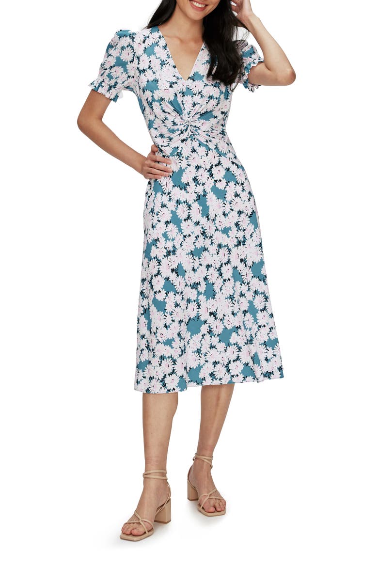 Anaba Floral Midi Dress, Main, color, VINTAGE DAISIES SM IVORY