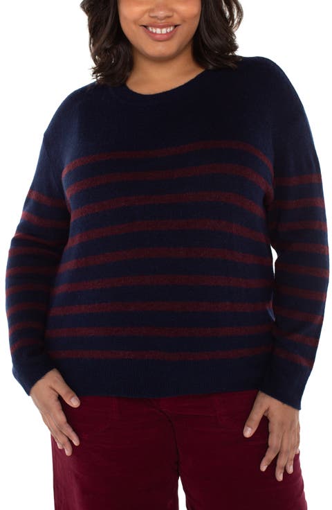 Stripe Crewneck Sweater (Plus)