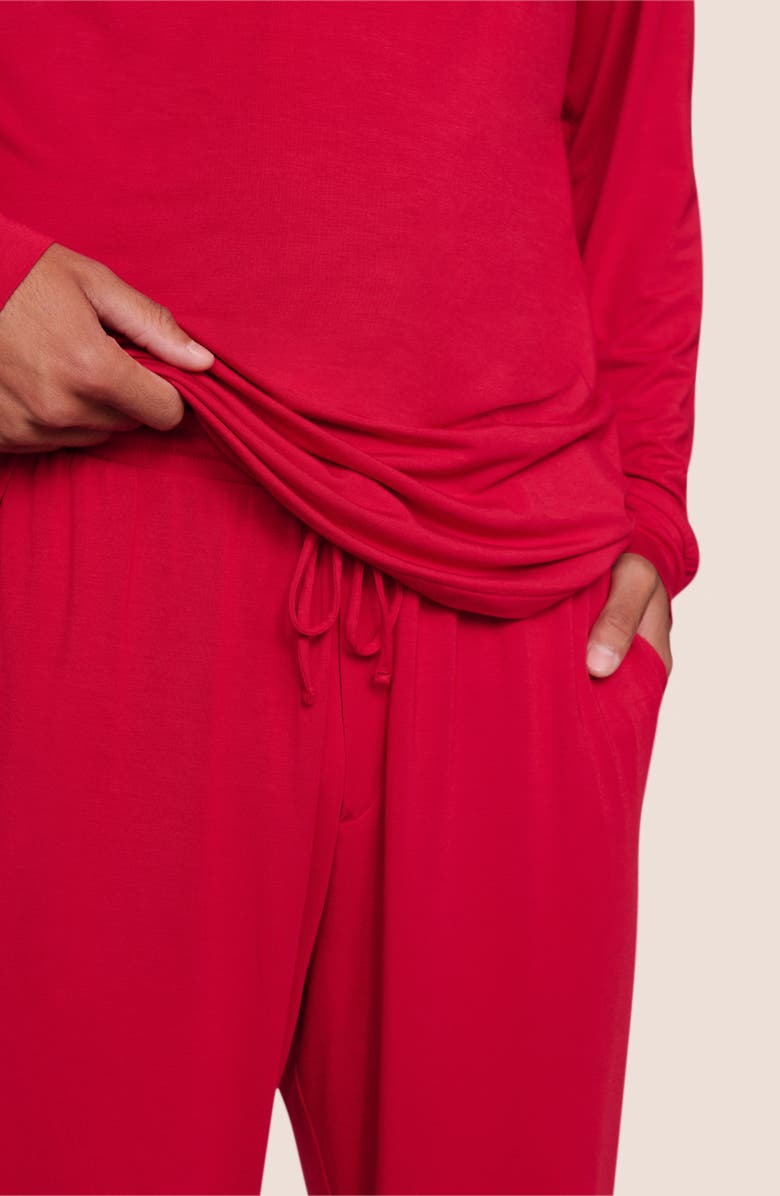 Eberjey Henry Stretch Tencel<sup>®</sup> Modal Long Pajamas, Alternate, color, Holly Red