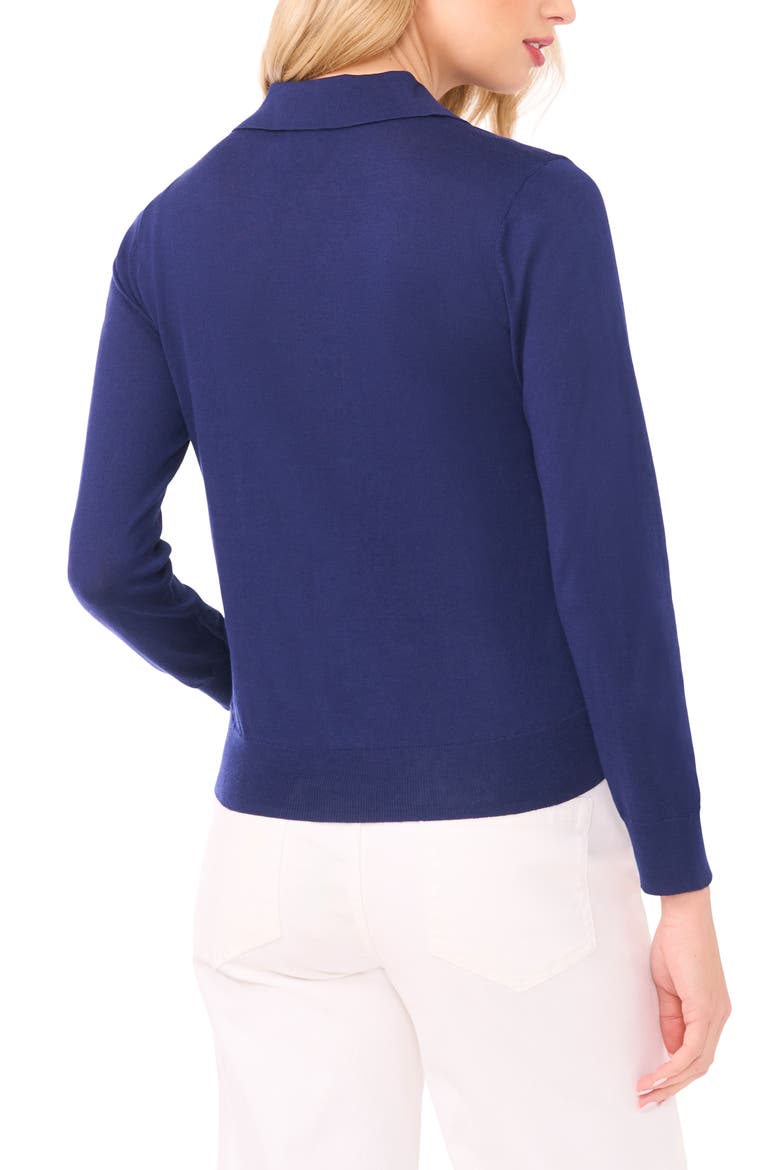 Collared Cotton Blend Cardigan, Alternate, color, OCEAN CAVERN