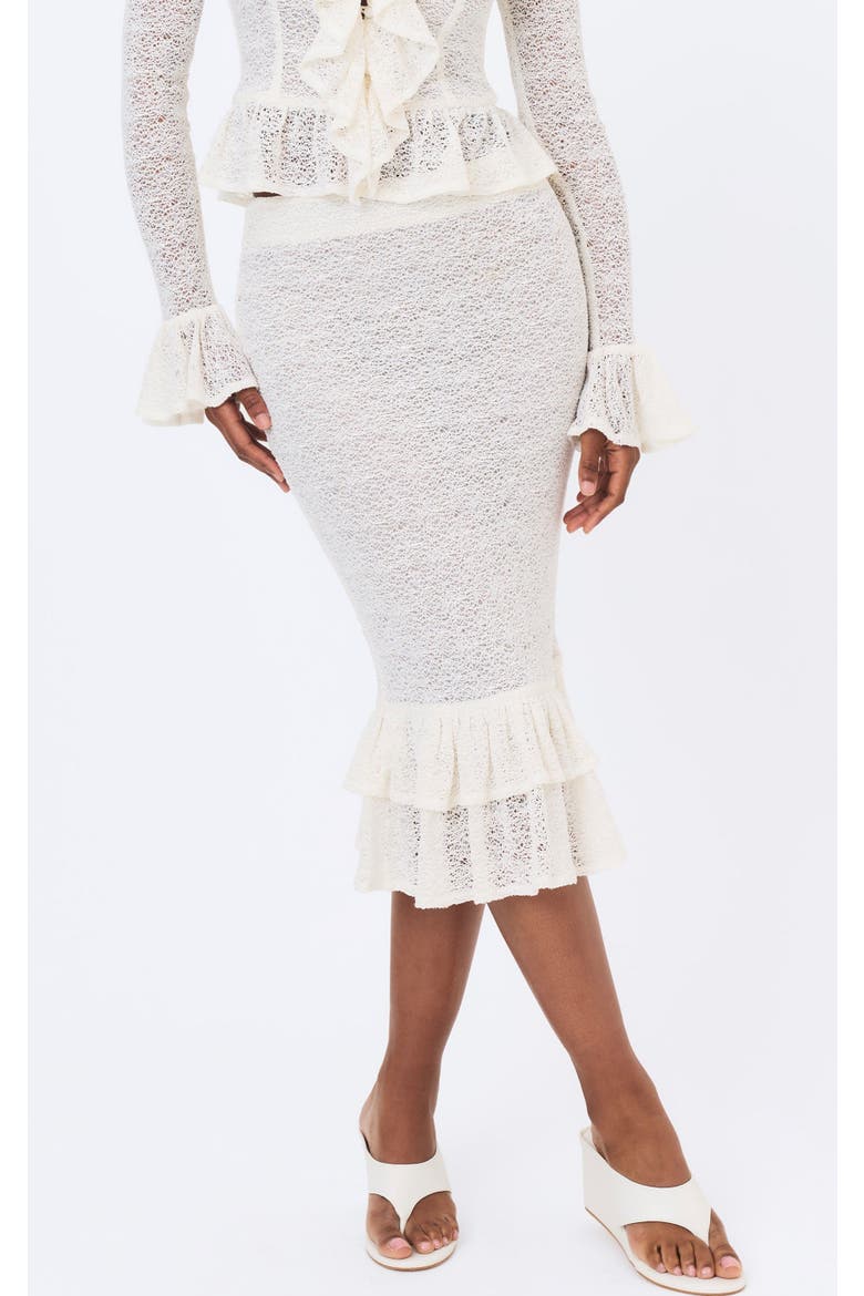 Urvi Crochet Ruffle Midi Skirt, Main, color, White