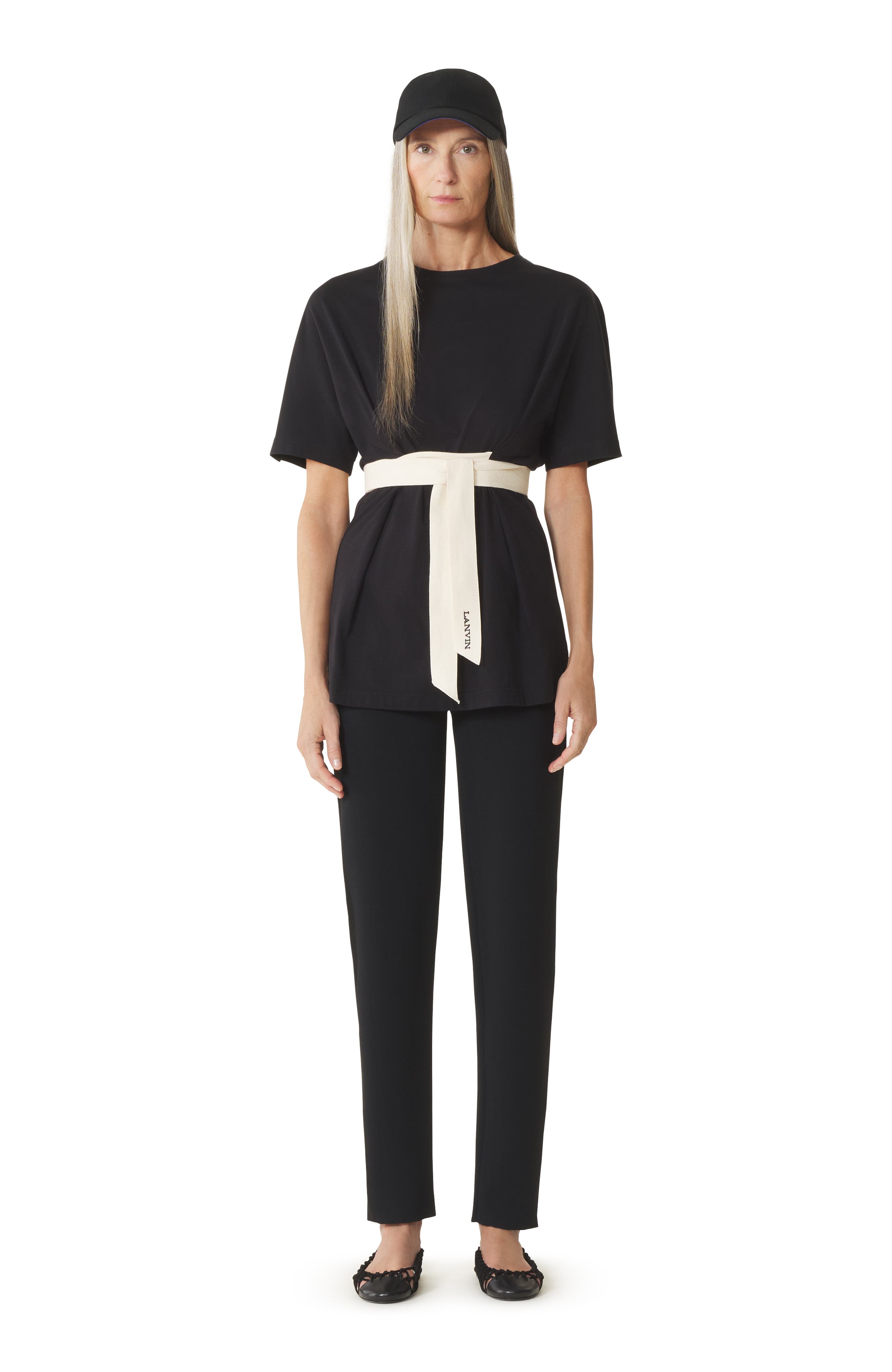 Belted T-Shirt In Cotton And Silk