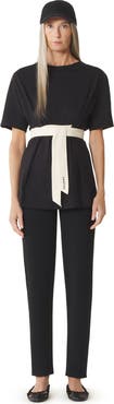 Lanvin Belted T-Shirt In Cotton And Silk